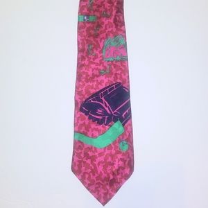 Vintage Mens Hockey Neck Tie 1994 Winter Olympics Lillehammer Pink Print
